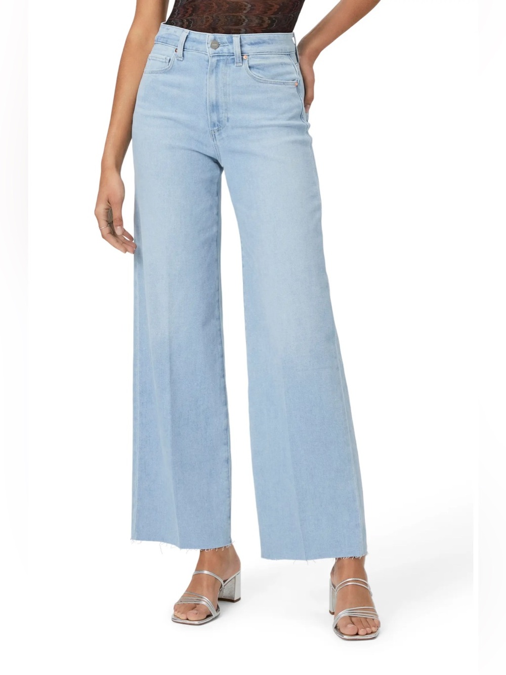 Paige Anessa Wide Leg Ankle Raw Hem Light Wash in Martini Jeans Size 30